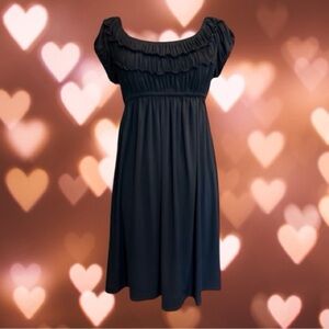 London Times Petites NWT Black Ruffle Short Sleeve Mini Dress 8P